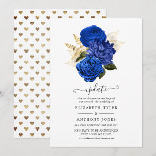 Invitación Actualización del Boda floral Royal Blue & Faux Re
