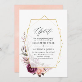 Invitación Actualización del Boda geométrico floral de plumas