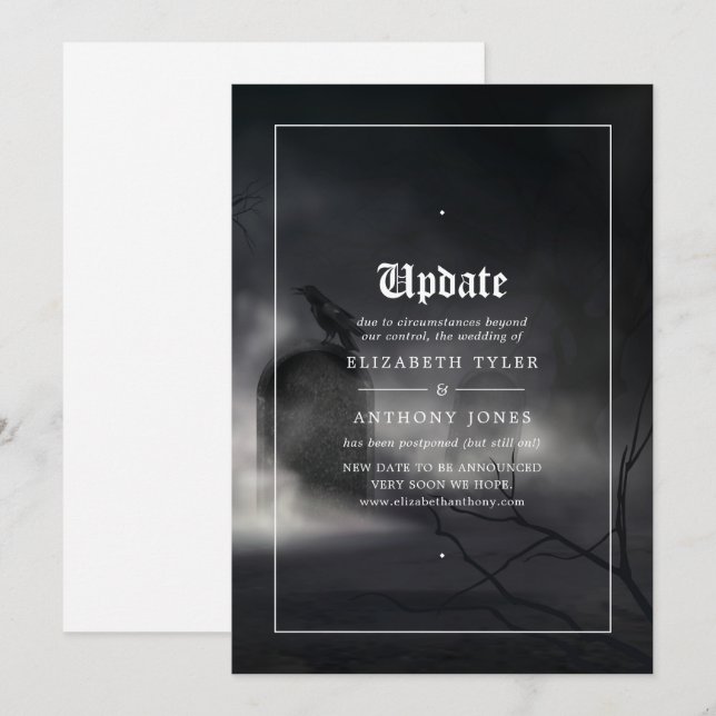 Invitación Actualización del Boda gótico de Halloween (Anverso / Reverso)