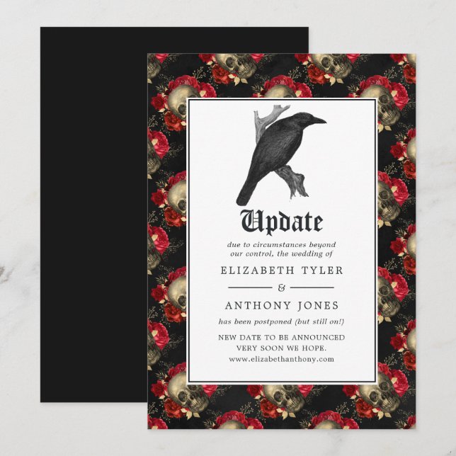 Invitación Actualización del Boda gótico floral (Anverso / Reverso)