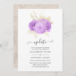 Invitación Actualización del Boda morado y floral de marfil