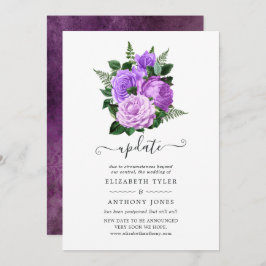 Invitación Actualización del Boda morado y verde floral