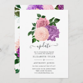 Invitación Actualización del Boda Peach Pink & Lavender Purpl