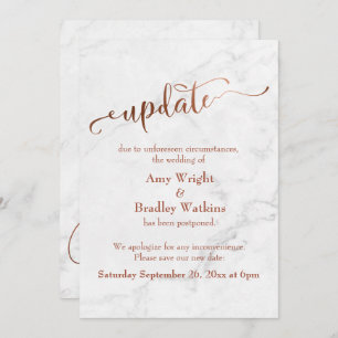 Invitación "Actualización" del Boda pospuesto de Marble Coppe