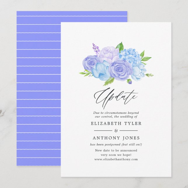 Invitación Actualización I de Hydrangea Blue and Light Lavend (Anverso / Reverso)