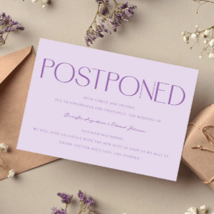 Invitación Actualización minimalista de Lilac Boda pospuesto