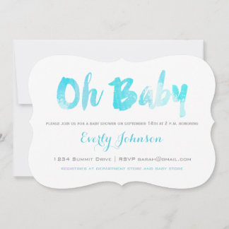 Invitación Acua Mano Letter Watercolor Bebé Ducha
