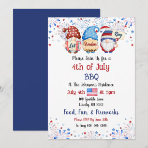 Invitación Acuarela 4 de julio Fiesta de la Barbeque