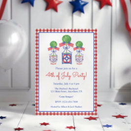 Invitación Acuarela 4 de julio Fiesta de Topiary Bandera Amer