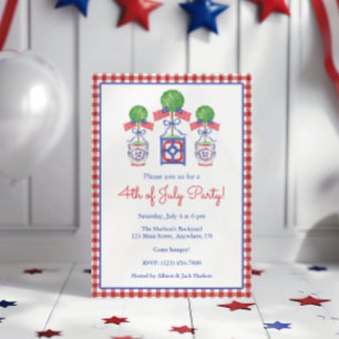 Invitación Acuarela 4 de julio Fiesta de Topiary Bandera Amer