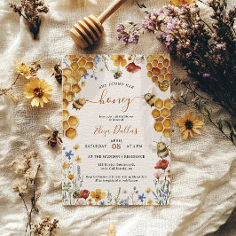 Invitación Acuarela Abeja de miel y ducha de novias de miel