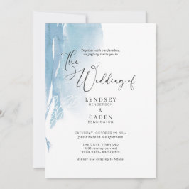 Invitación Acuarela Abstract Blue White Floral Boda Invi