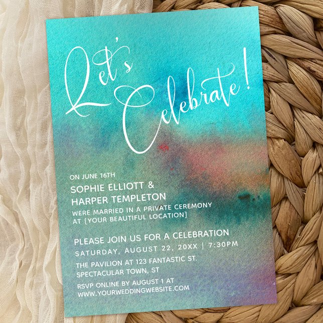 Invitación ¡Acuarela abstracta colorida, celebremos! (Subido por el creador)