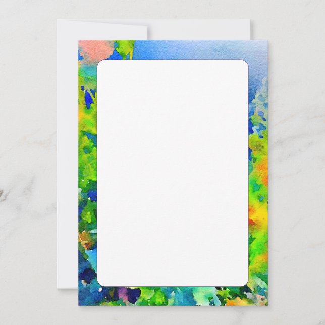 Invitación acuarela abstracta de doble cara en blanco (Anverso)