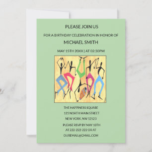 Invitación Acuarela, Acrobatic Dance Celebration Cumpleaños