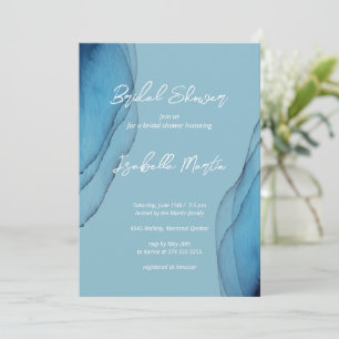 Invitación Acuarela acuamarina azul océano Ducha de novia
