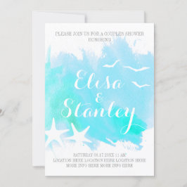 Invitación Acuarela acuática, boda estelar con ducha