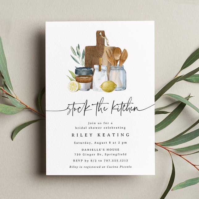 Invitación Acuarela acuática en la cocina ducha de novias (Subido por el creador)