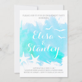 Invitación Acuarela acuática, fiesta de compromiso de los bod