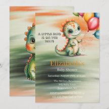 Acuarela adorable de dinosaurio para baby shower