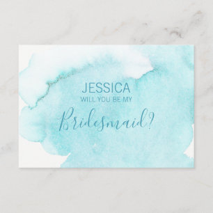 Invitación Acuarela Agua Azul ¿Serás mi dama de honor?