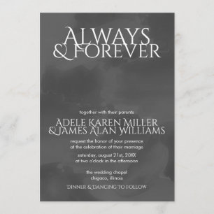 Invitación Acuarela ahumada   Siempre y para siempre   Boda