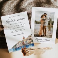 Acuarela Amalfi Costa Italia Boda Foto