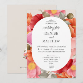 Invitación Acuarela Amapola sobre Fondo Beige Cameo