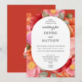 Invitación Acuarela Amapola sobre Poinciana Rojo