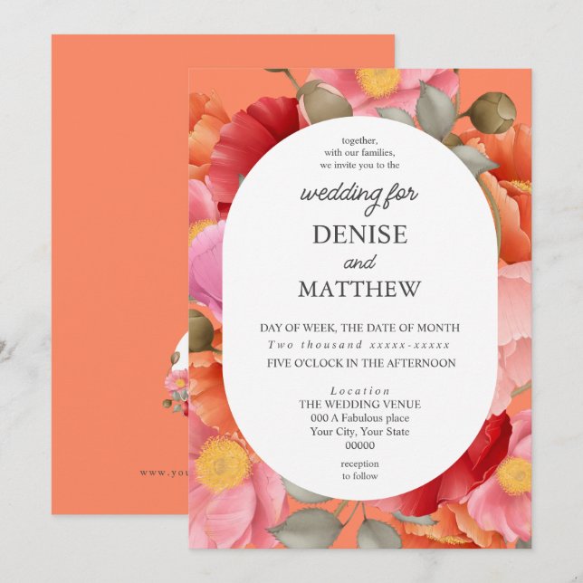 Invitación Acuarela Amargón sobre Flor de Desierto Rosa (Anverso / Reverso)