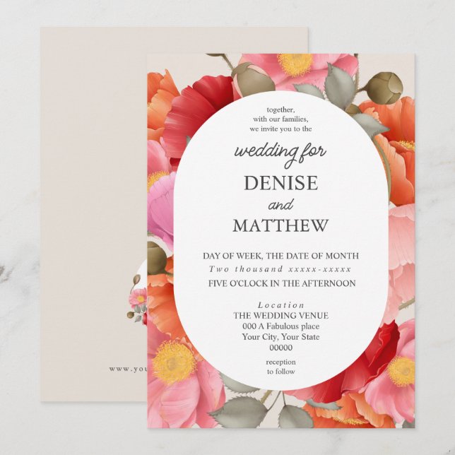 Invitación Acuarela Amargón sobre Fondo Beige Cameo (Anverso / Reverso)