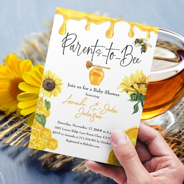 Invitación Acuarela Amarilla Miel Abeja Baby Shower (Subido por el creador)