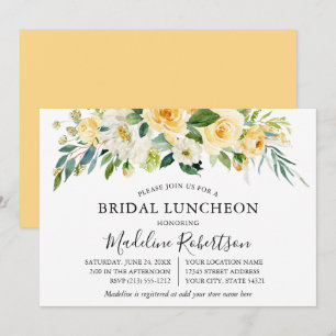 Invitación Acuarela Amarillo Floral Bridal Luncheon