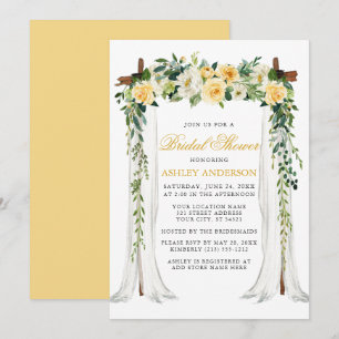 Invitación Acuarela Amarillo Floral Cubierta Bridal Shower