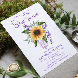 Invitación Acuarela Amarillo girasol Floral Brigada Ducha