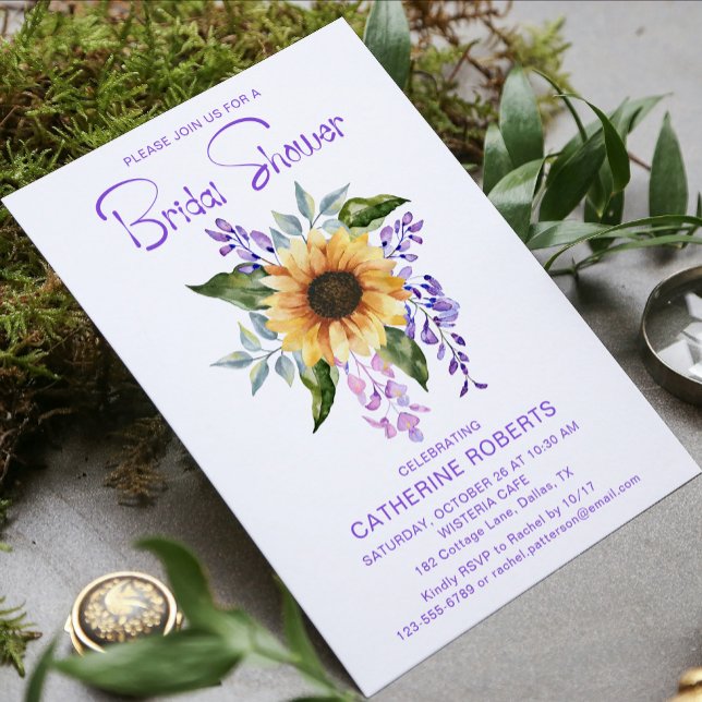 Invitación Acuarela Amarillo girasol Floral Brigada Ducha (Subido por el creador)
