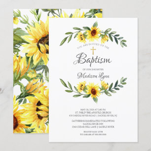 Invitación Acuarela Amarillo giratorio bautizo