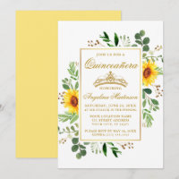 Acuarela Amarillo giratorio vegetación Quinceanera