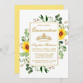 Invitación Acuarela Amarillo giratorio vegetación Quinceanera
