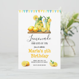 Invitación Acuarela Amarillo Lemonade Lemons Fiesta de cumple