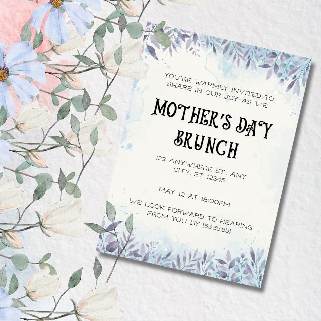 Invitación Acuarela, amor de mamá en flor, Brunch materno (Subido por el creador)