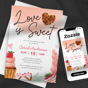 Invitación Acuarela Amor es Dulce Desayuno de Novia