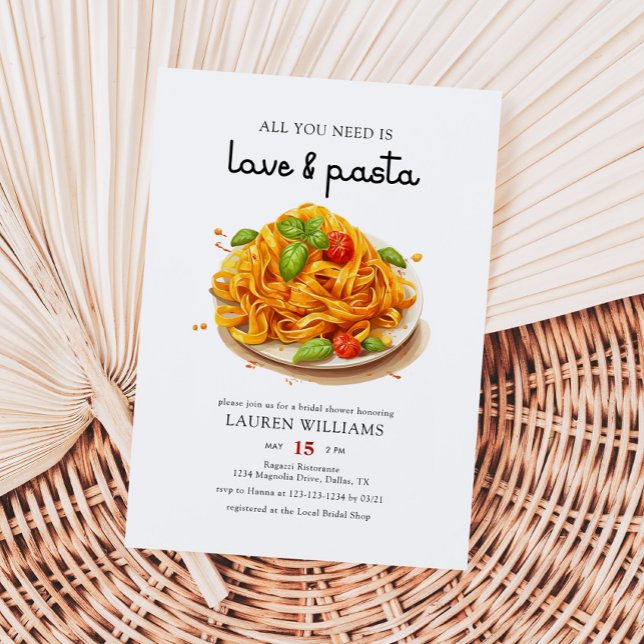 Invitación Acuarela Amor Italiano Y Ducha De Novias De Pasta (Subido por el creador)