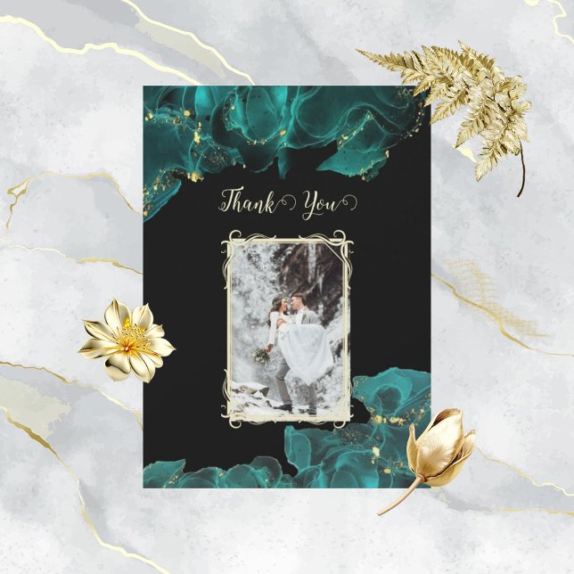 Invitación Acuarela Anastasia Negro y Verde Gracias (Subido por el creador)