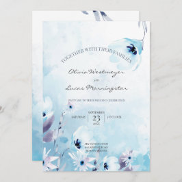 Invitación Acuarela Anemone Flores Hielo Azul