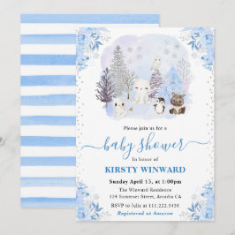 Invitación Acuarela Animales Árticos de Invierno Baby Shower