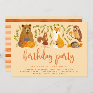 Invitación Acuarela Animales del bosque de Woodland Cumpleaño