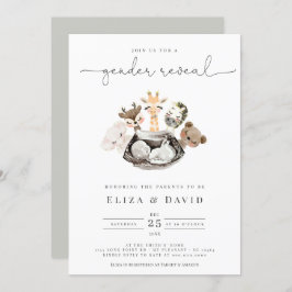 Invitación Acuarela Animales Faux Modern Gold Gender Reval