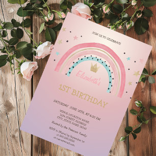 Invitación Acuarela Aniversario de la Corona del Arcoiris Pur