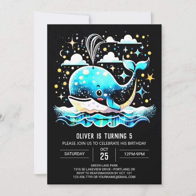 Invitación Acuarela Aniversario del Océano de Ballena (Anverso)